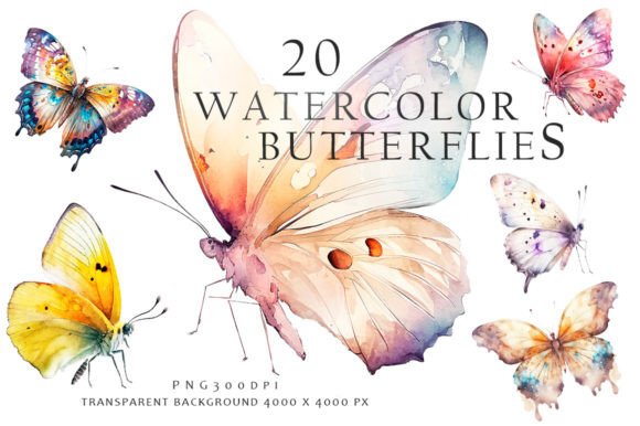 Watercolor Butterflies Clipart Graphic Illustrations By EvgeniiasArt