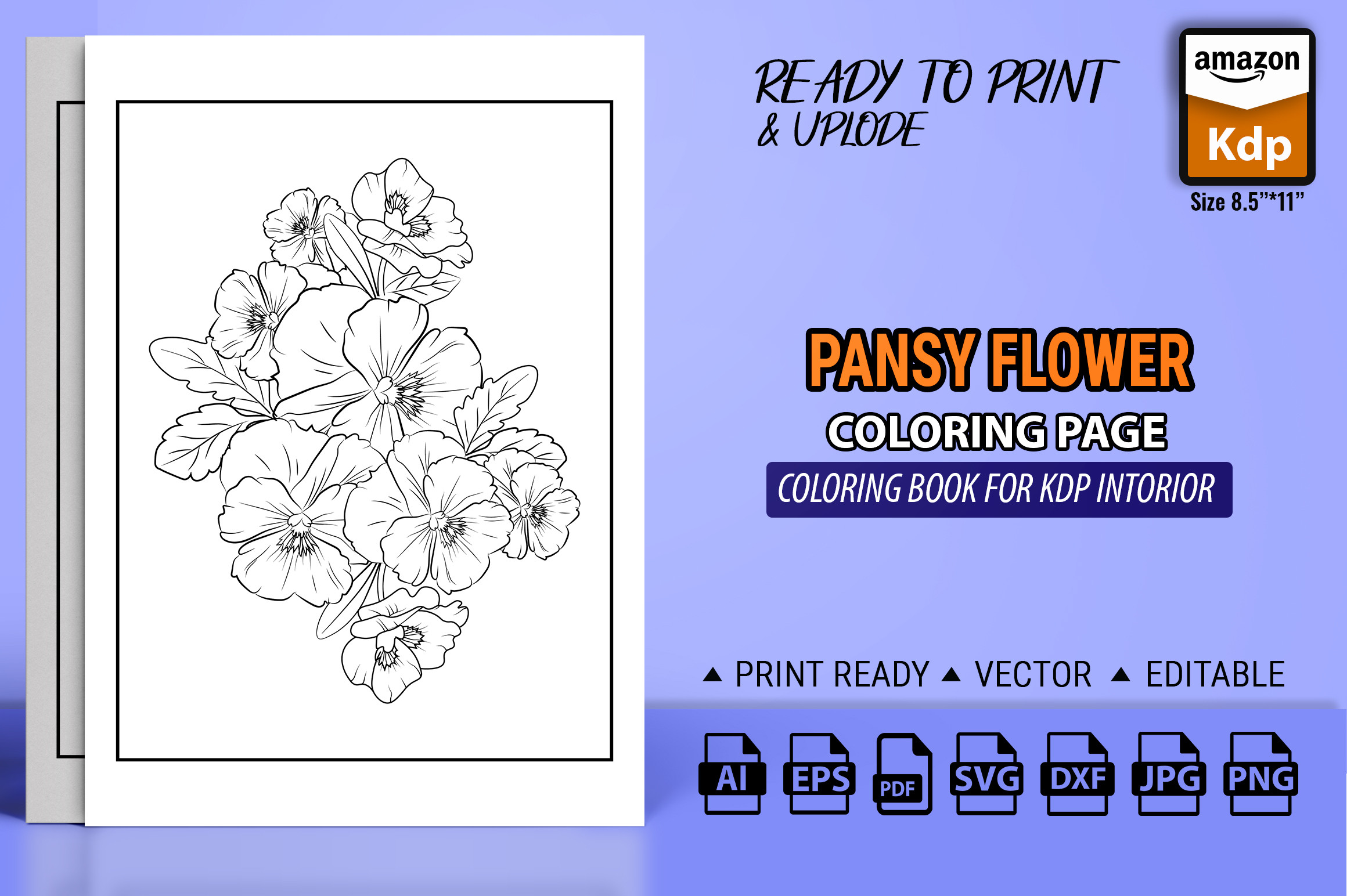 Pansy Flower Design Tattoo Coloring Page Graphic by GraphicArt ...