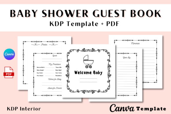 Baby Shower Guest Book Canva Template