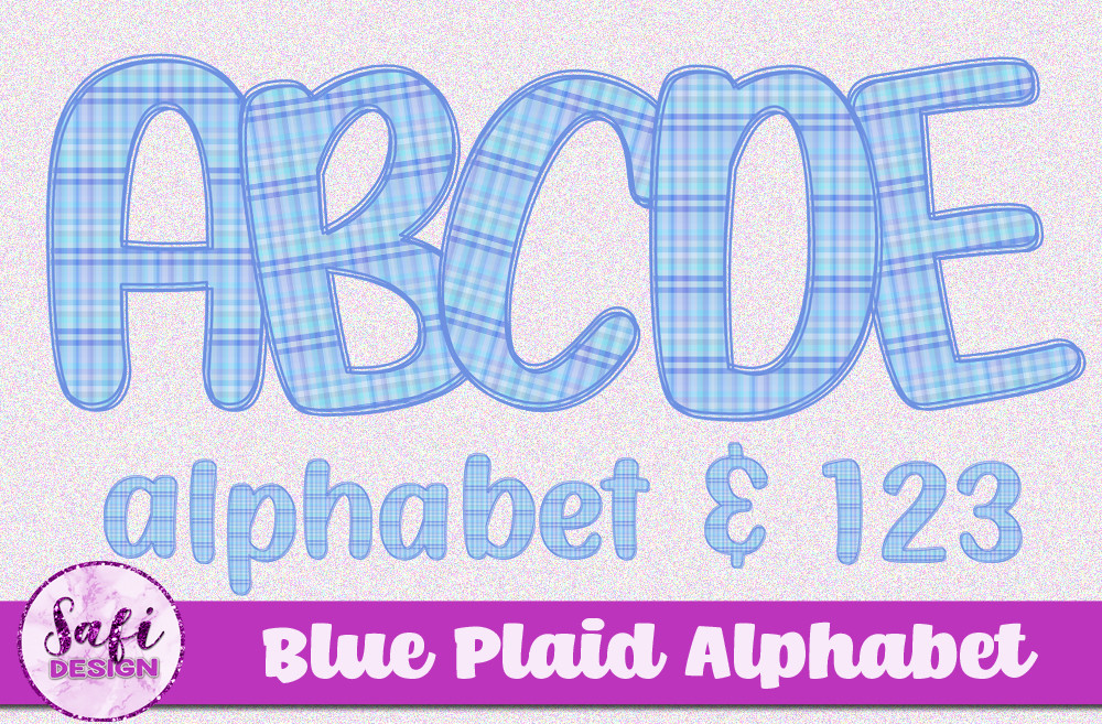 Blue Plaid Alphabet for Sublimation Graphic by Safi Designs · Creative ...