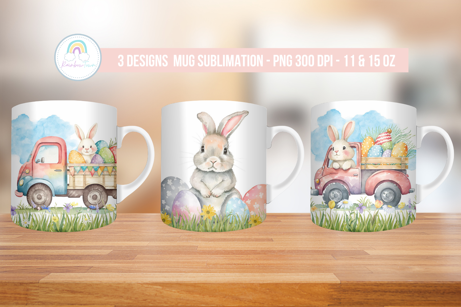 Bunny Easter Mug Sublimation Designs Graphic by Rainbowtown · Creative ...