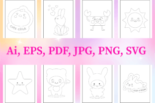 Cute Kawaii Coloring Pages for Kids Graphic by Design Zone · Creative ...