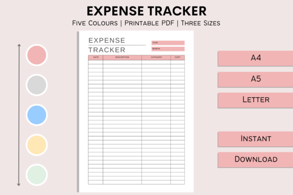 Expense Tracker Printable Planner Insert