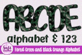 Forest Green and Black Grunge Alphabet Graphic by Safi Designs ...