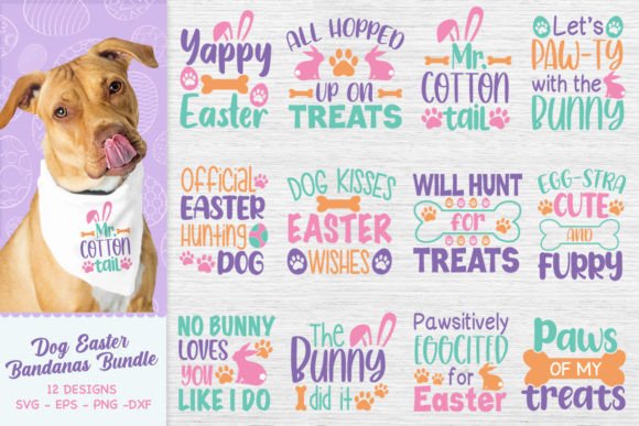 funny dog easter bandana bundle SVG Cricut HTV fabric bandana designs