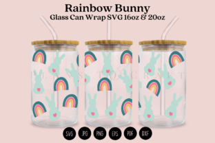 Rainbow Bunny Libbey Glass Can Wrap SVG Graphic by planstocraft ...