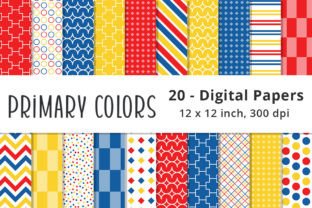 Red, Blue and Yellow Digital Paper Graphic by Lemon Paper Lab ...