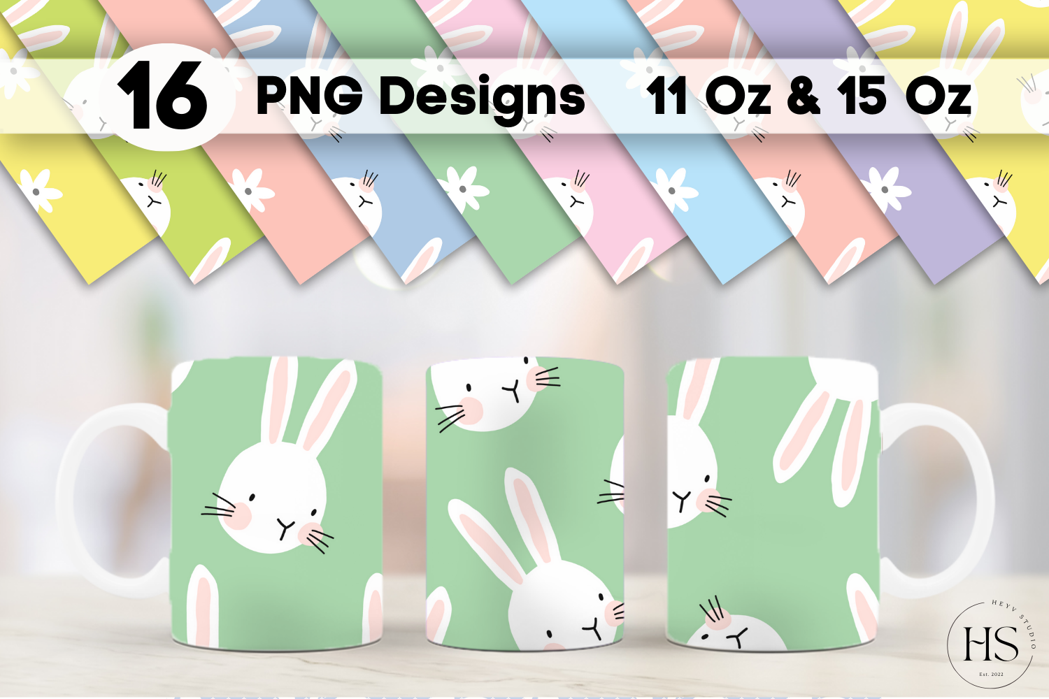 16 Rainbow Happy Easter Mug Sublimation Graphic by Heyv Studio ...