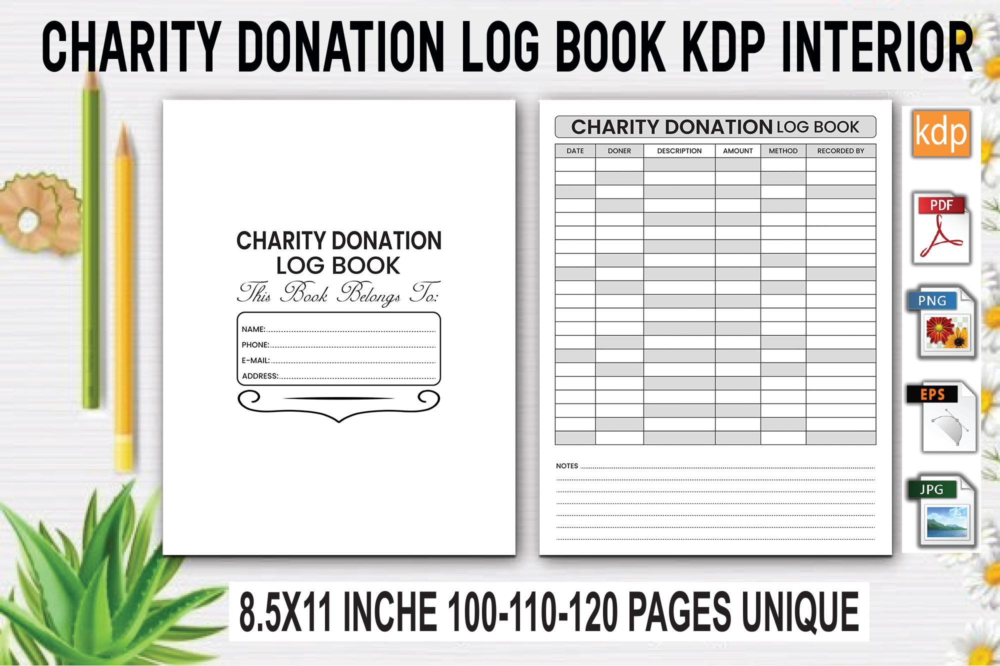 Charity Donation Log Book | KDP Interior Graphic by KDP Studio ...
