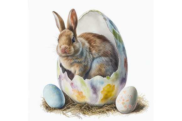 Easter Egg Bunny Watercolor PNG File Art Graphic by WangTemplates ...