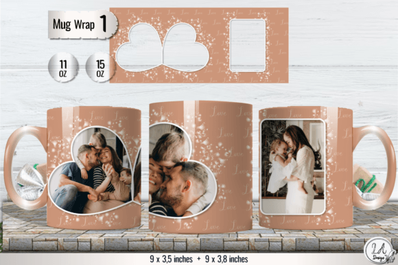 Heart Photo Mug Wrap Love Sublimation Graphics 1