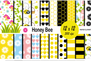 Honey Bee Digital Papers Graphic Graphic by Iconfly · Creative Fabrica