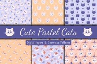 Cute Pastel Cats Digital Paper & Pattern Graphic by Rin Green ...