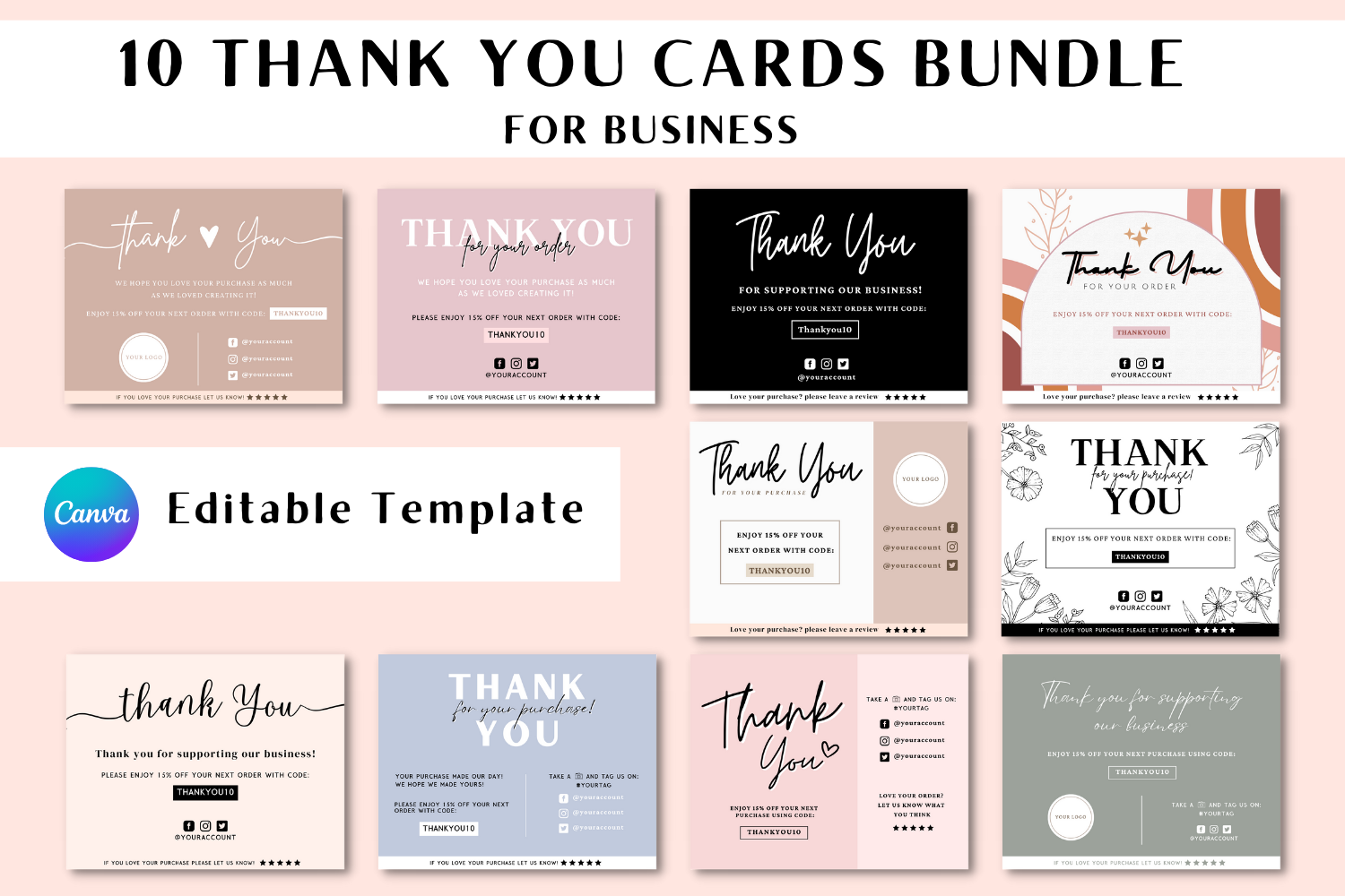 Thank You Card Canva Template