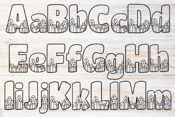 Mushroom Outline Font PNG with transparent background - Preview 1