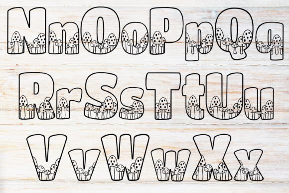 Mushroom Outline Font PNG with transparent background - Preview 2