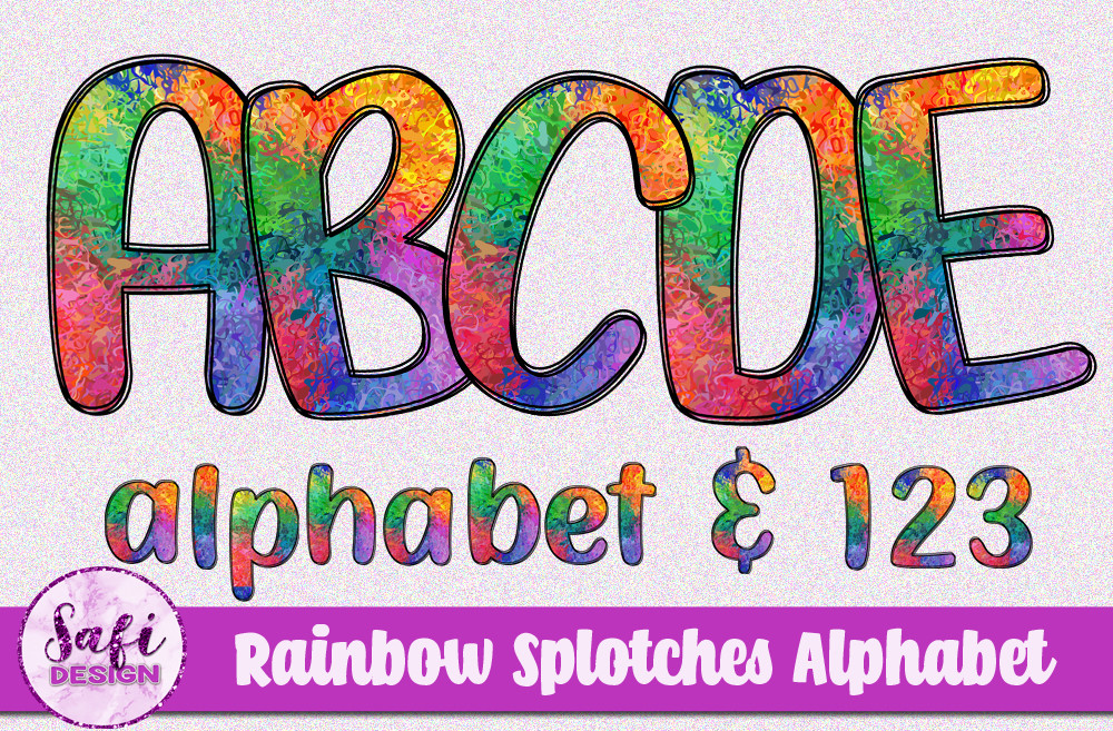 Rainbow Splotches Sublimation Alphabet Graphic by Safi Designs ...