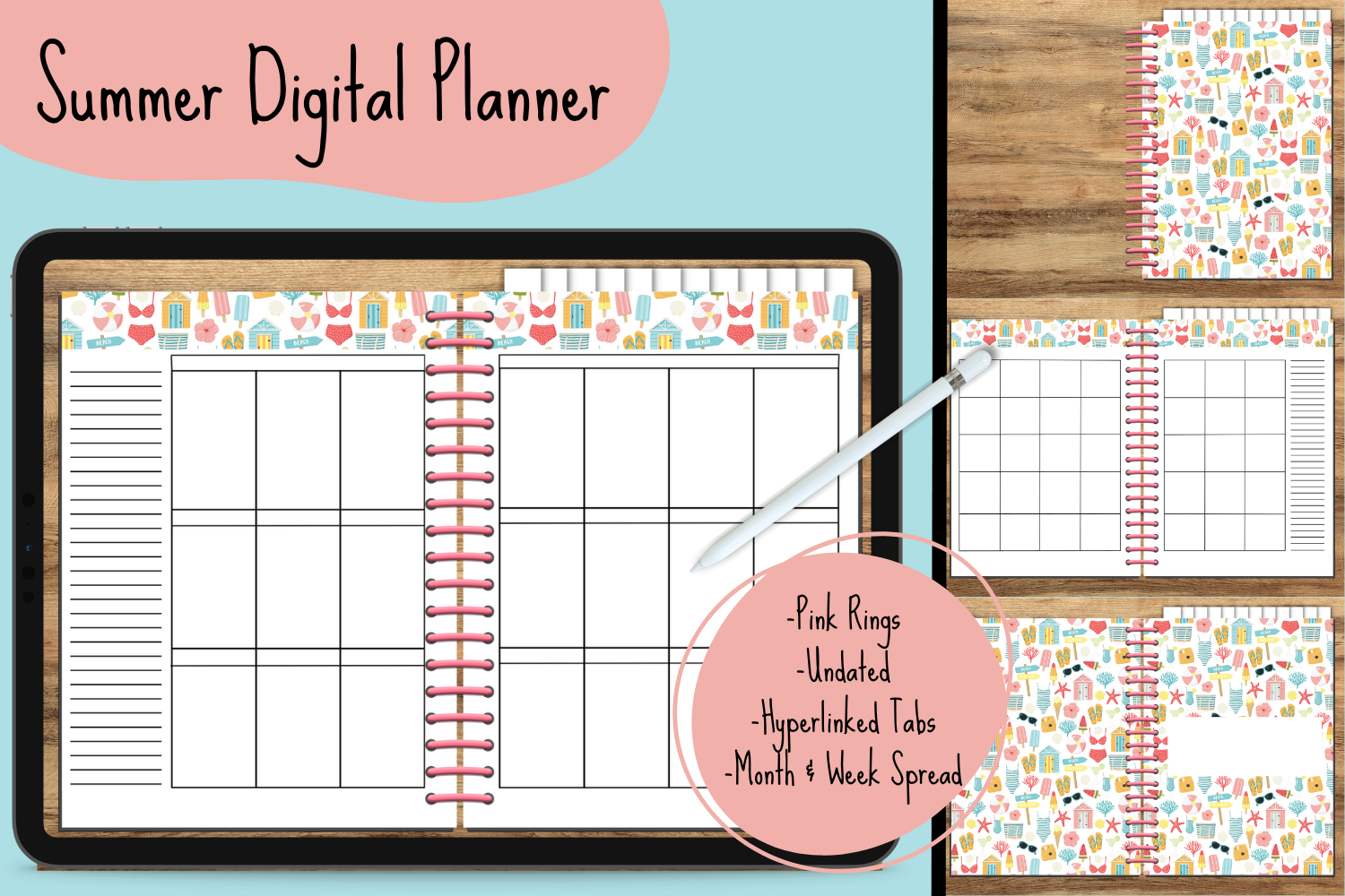 Summer Undated Digital Planner Graphic by Georgia White · Creative Fabrica