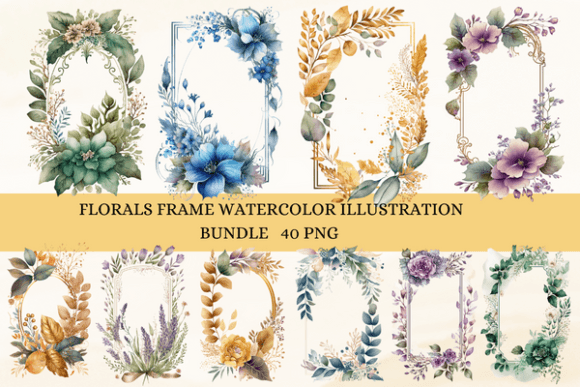 Florals Frame Watercolor Bundle Graphic by Digital Xpress · Creative ...