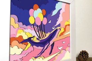 Flying Whale Shadow Box 3D Svg · Creative Fabrica