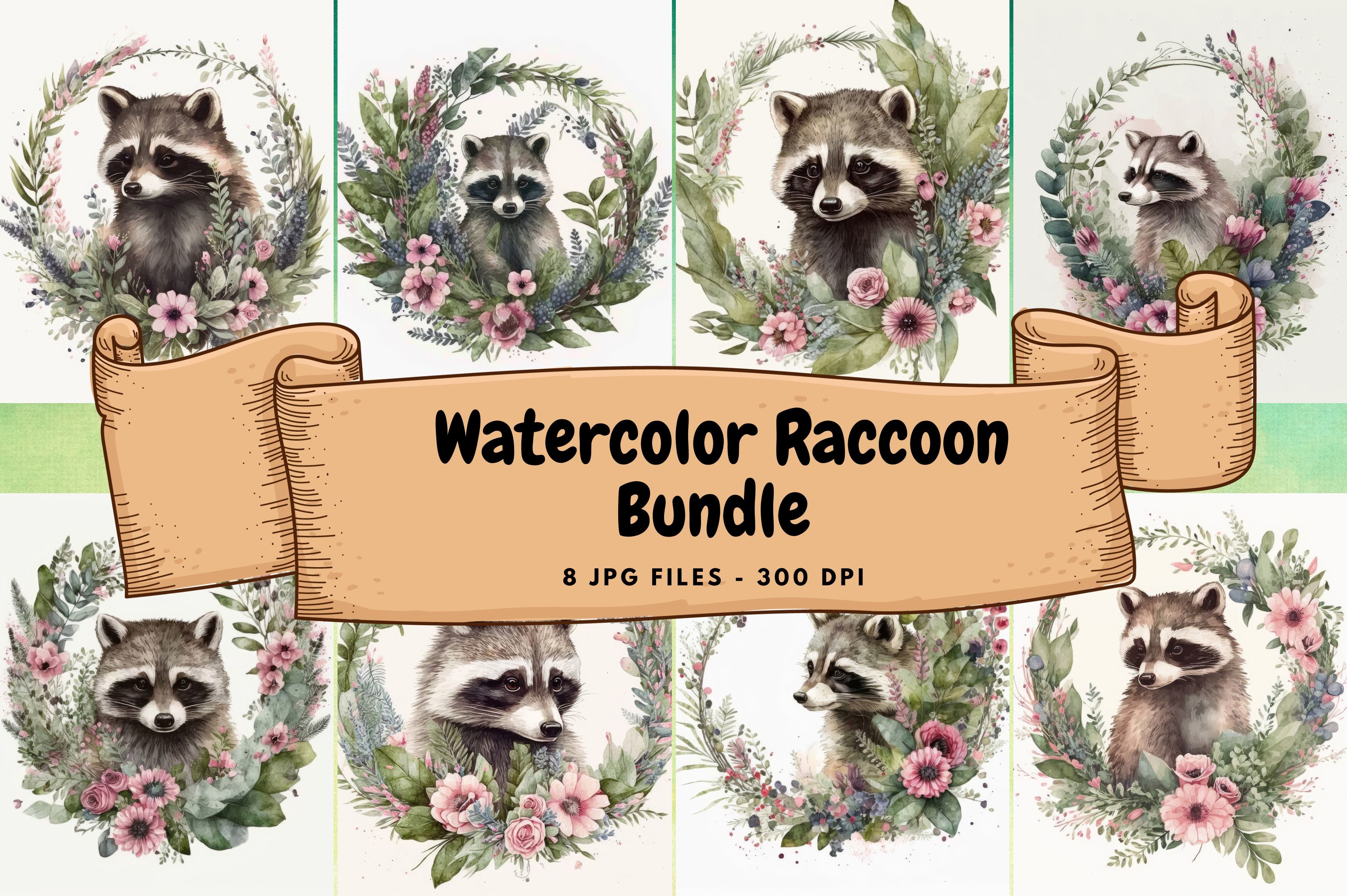 A Sweet Watercolor Raccoon Bundle Graphic by TNI House · Creative Fabrica