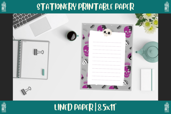 Bordered Stationery Printable Paper 046 Graphic KDP Interiors By kayeartstudio