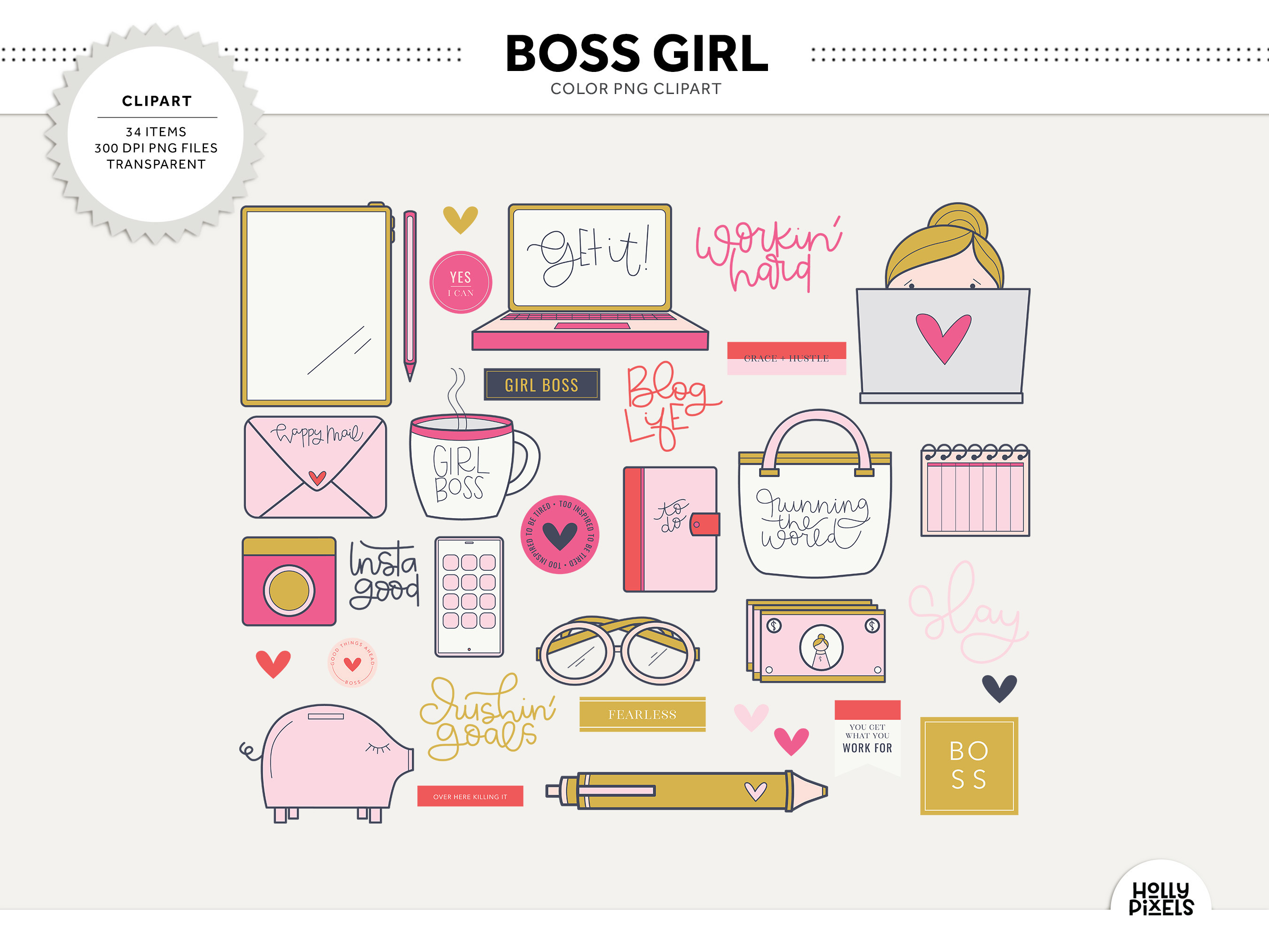 Boss Girl Clipart or Planner Stickers - photo 1