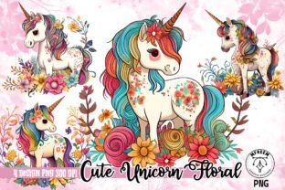Cute Unicorn Floral Watercolor Clipart Graphic by mfreem · Creative Fabrica