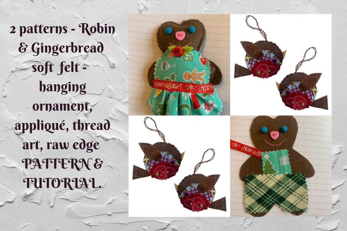 Robin and Gingerbread Felt Ornament PDF