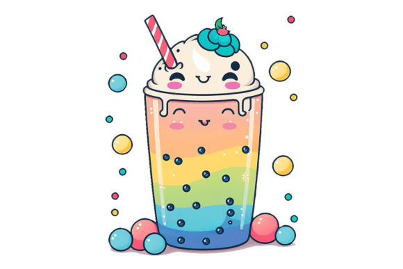 Kawaii Rainbow Fizzy Drink Pride Grafik Druckbare Illustrationen Von gornidesign
