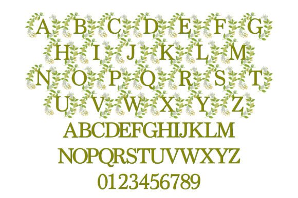 Gather Green Monogram Font PNG with transparent background - Preview 1