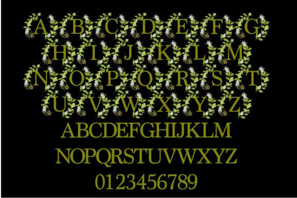 Gather Green Monogram Font PNG with transparent background - Preview 2