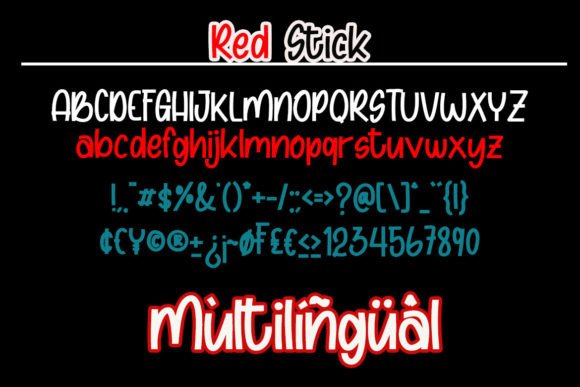 Red Stick Font PNG with transparent background - Preview 2