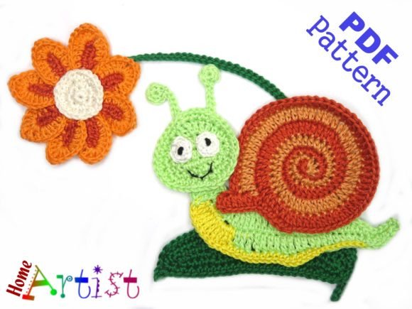 Snial Crochet Applique Pattern