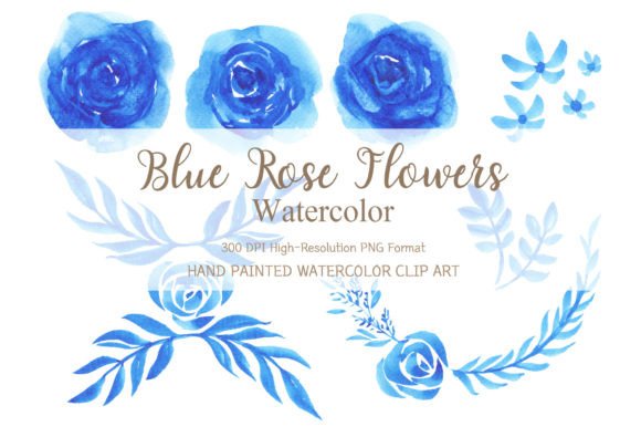 Watercolor Blue Rose Flowers Clipart PNG Graphic by ColorBloomStudio ...