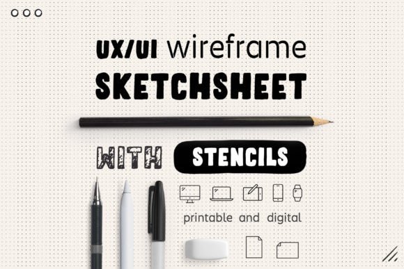 Wireframe Sketchsheet with Stencils