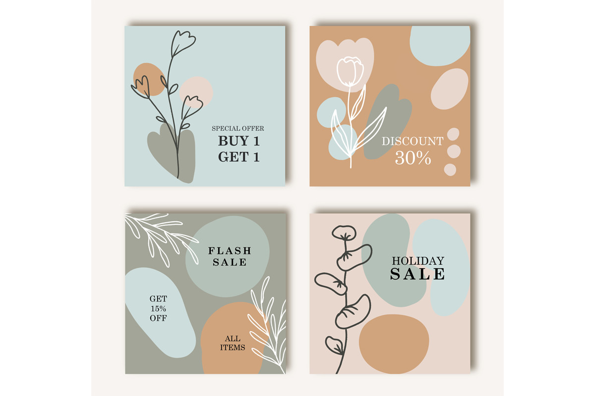 Sale Poster with Aesthetic Shape Floral
