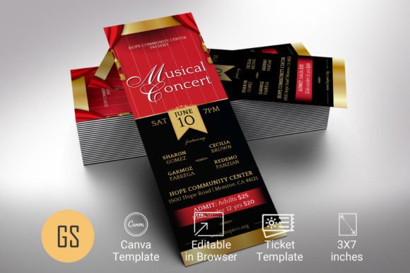 Musical Event Ticket Canva Template V2