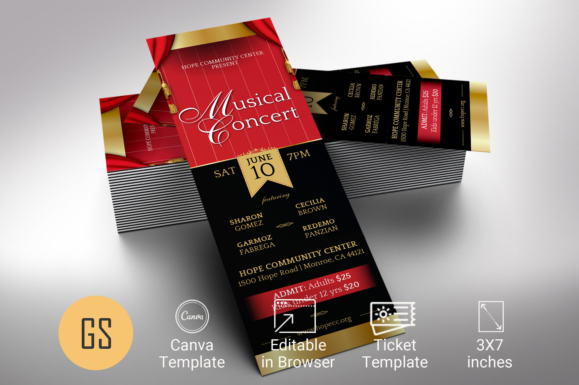 Musical Event Ticket Canva Template V2