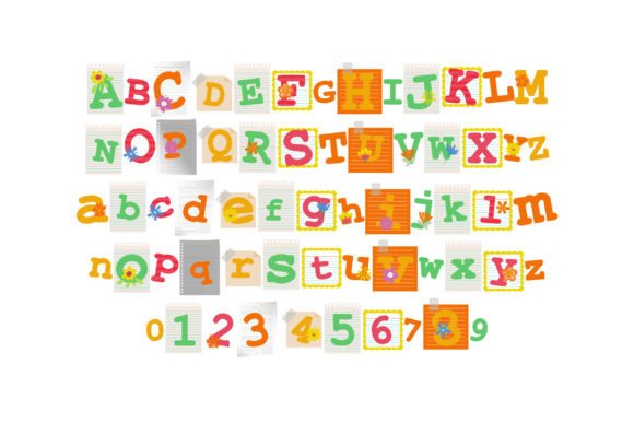 Noted Rainbow Font PNG with transparent background - Preview 1