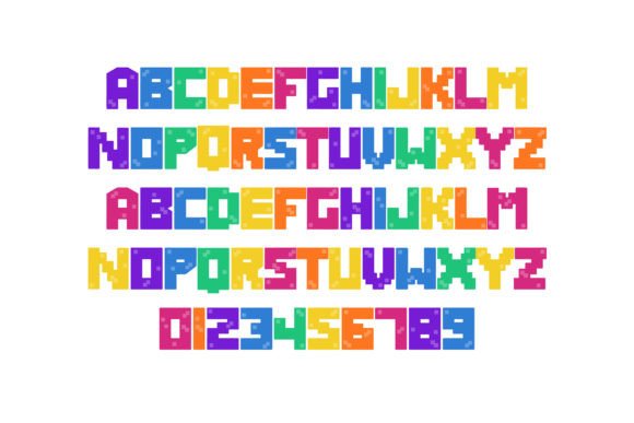 Pixelcraft Rainbow Font PNG with transparent background - Preview 1