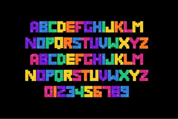 Pixelcraft Rainbow Font PNG with transparent background - Preview 2