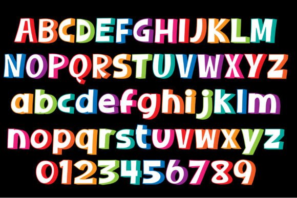 Rainbow Shadow Font PNG with transparent background - Preview 2