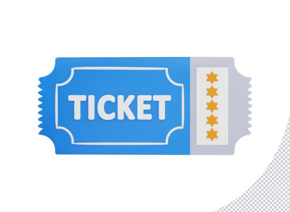 Ticket with Five Stars Icon 3d Rendering