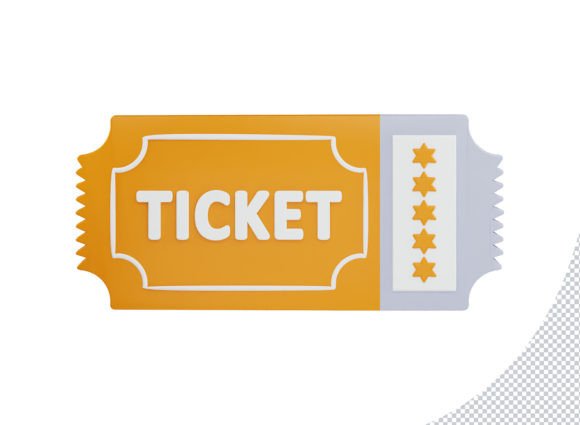 Ticket with Five Stars Icon 3d Rendering