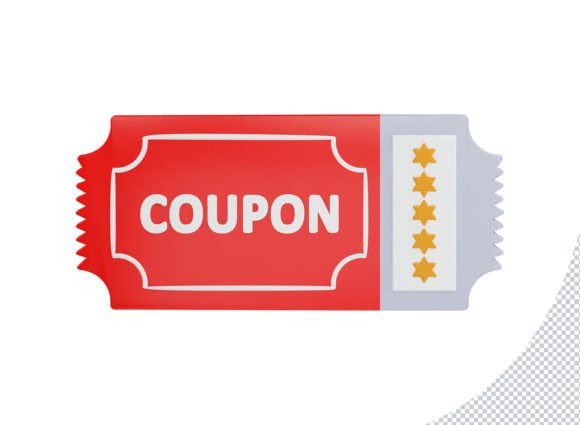 Discount Coupon with Five Stars 3d Icon