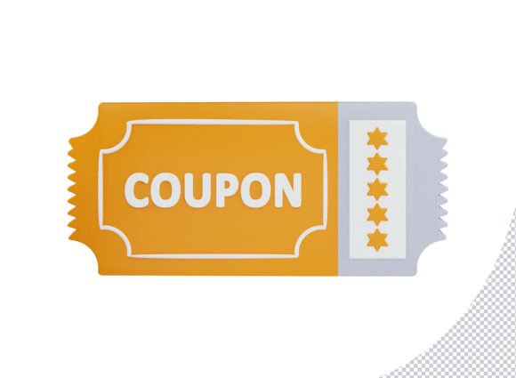 Discount Coupon with Five Stars 3d Icon