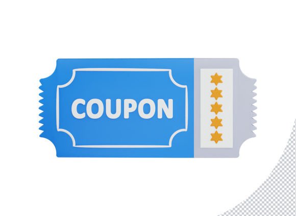 Discount Coupon with Five Stars 3d Icon