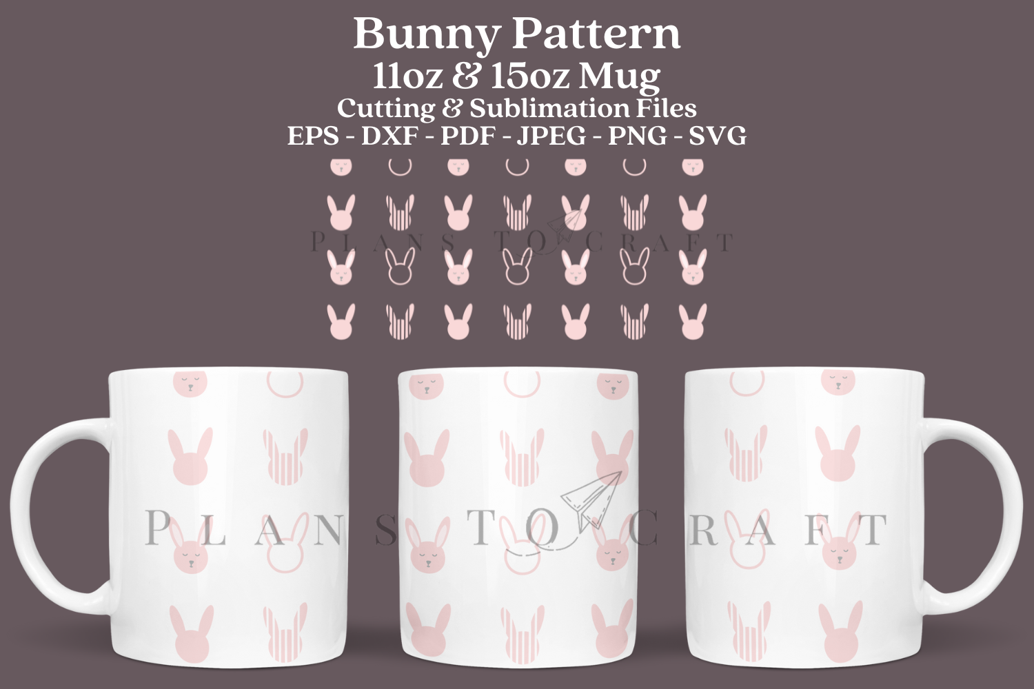 Easter Bunny Pattern Glass Mug Wrap Graphic by planstocraft · Creative ...