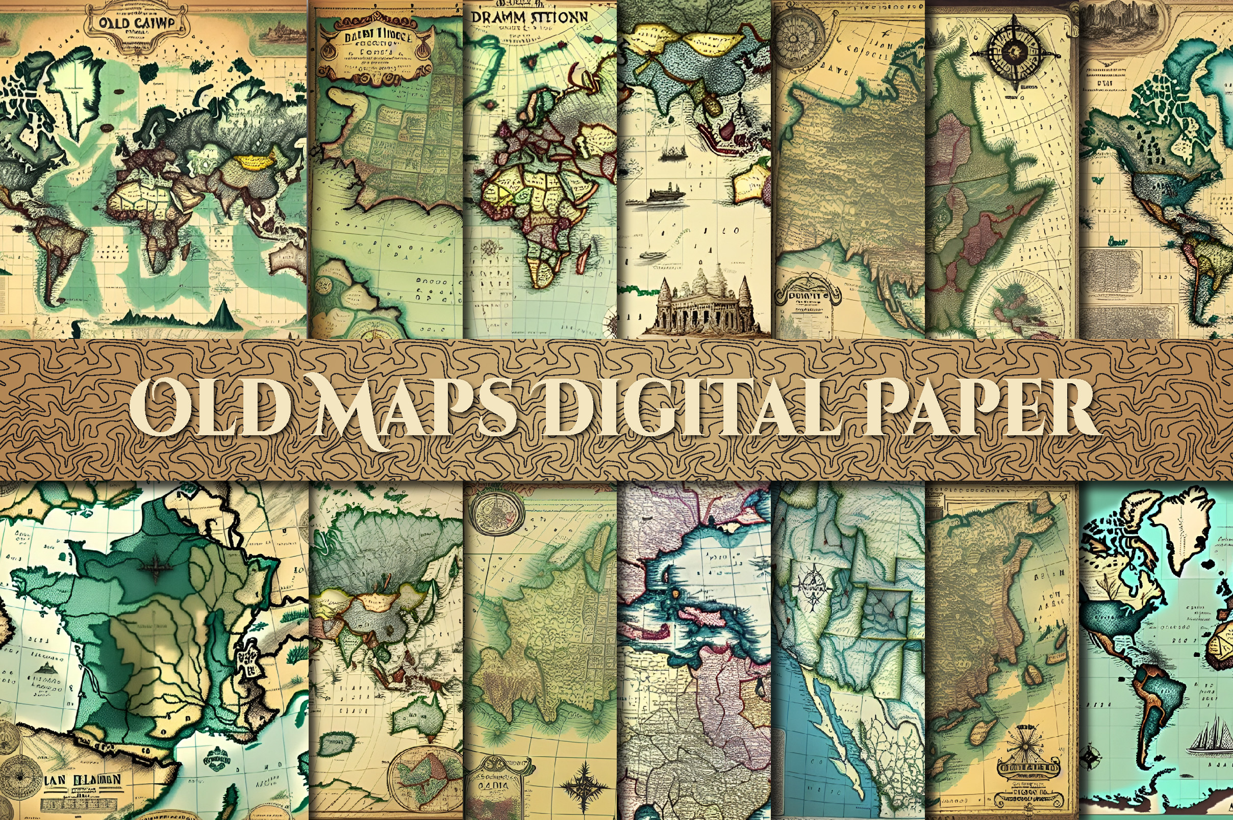 Old Maps Digital Paper Graphic by Shahed_arts · Creative Fabrica